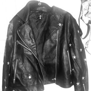 Missguided Star Embroidered Faux Leather Jacket